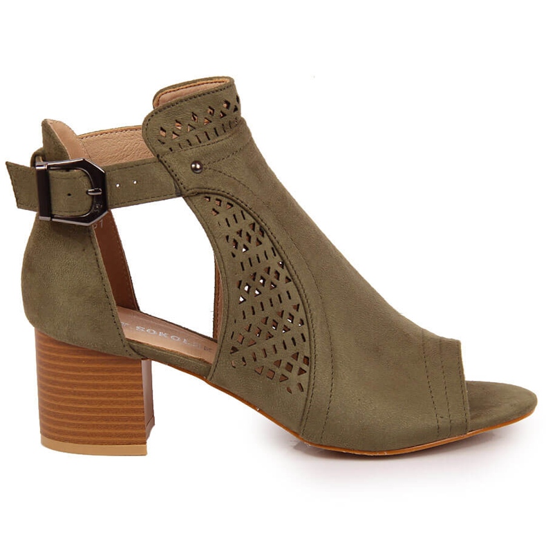 Damensandalen mit durchbrochenem Khaki T.Sokolski grün