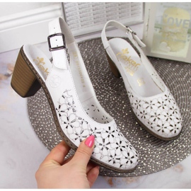 Openwork Sandals Frauenleder voll weiß Rieker 40981-80 Weiß