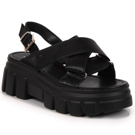 Damensandalen auf der schwarzen Jezzi-Plattform