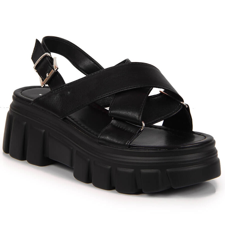 Damensandalen auf der schwarzen Jezzi-Plattform