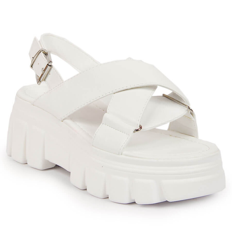 Damensandalen auf dem weißen Jezzi-Plateau