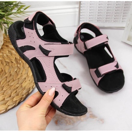 Sportliche Damensandalen mit Klettverschluss lila American Club