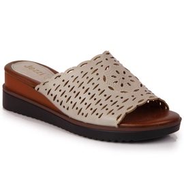 Graue Damenpantoffeln auf dem durchbrochenen Wedge Jezzi