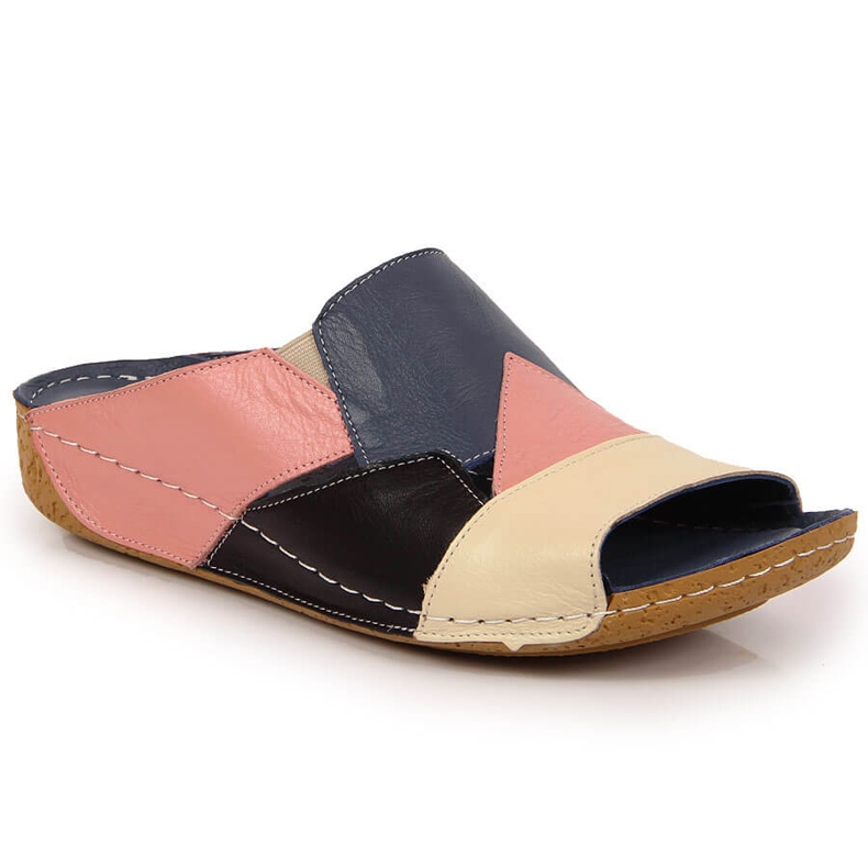 Bequeme farbige Artiker-Leder-Hausschuhe für Damen mehrfarbig