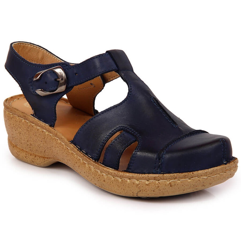 Marineblaue Ledersandalen Łukbut 656 navy blau