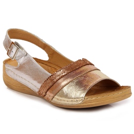 Bequeme Ledersandalen, Silber und Gold, Łukbut 1104 golden