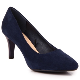 Pumps auf einem marineblauen Wildleder-Stiletto von Sergio Leone