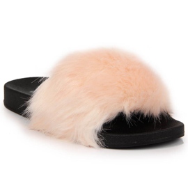 Damenhausschuhe mit Fell - hellrosa Jezzi