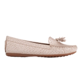 Marco Shoes Ballerina-Mokassin aus beigem und goldfarbenem Leder golden