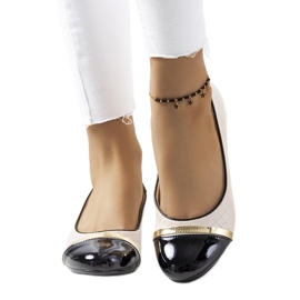 Beige Damenballerinas Petra schwarz