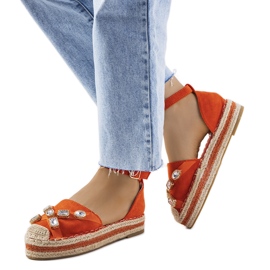 Orangefarbene Espadrilles mit Taimi-Zirkonia