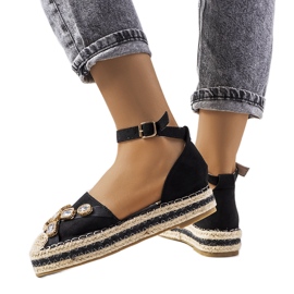 Schwarze Espadrilles mit Taimi Zirkonia