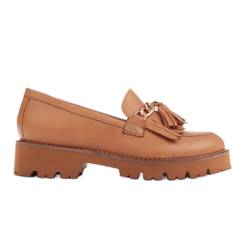 Marco Shoes Loafer mit goldener Kette auf leichter Sohle beige