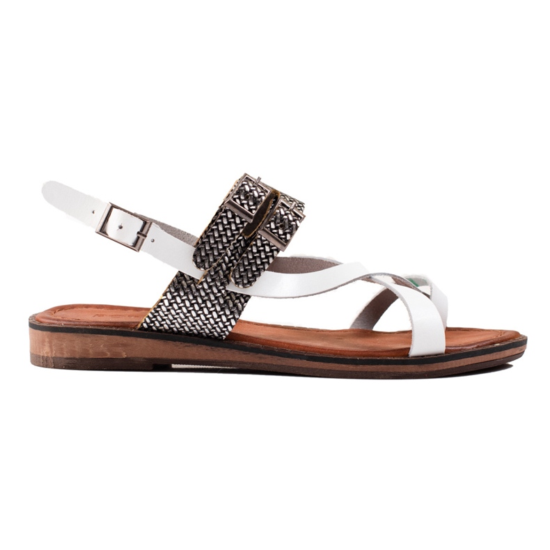 W. Potocki Stilvolle Ledersandalen weiß