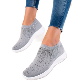 W. Potocki Turnschuhe mit Potocki-Kristallen grau