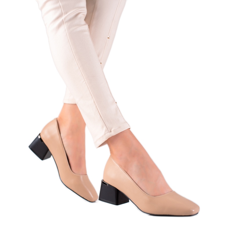 Stylische Pumps aus Leder La.Fi beige