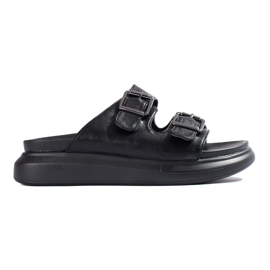 LA.FI Hausschuhe mit Schnallen schwarz