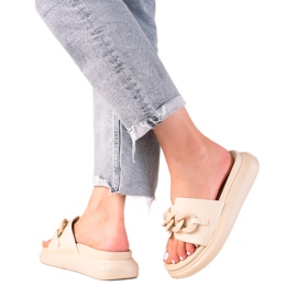 Mode LA.FI beige Hausschuhe