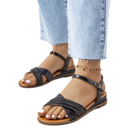 Schwarze Sandalen mit Parade-Zirkonia