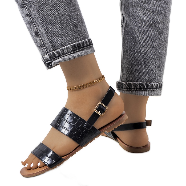 Chinn schwarze Damensandalen