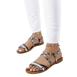 Reeta schwarze Damensandalen weiß