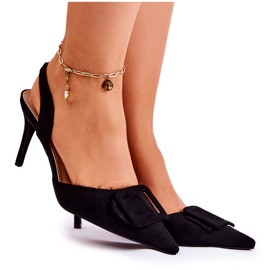 PS1 Wildleder High Heels mit Zehen in schwarzem Emberly Spitz