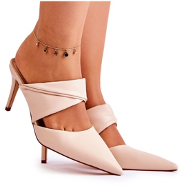 PS1 Lederpantoffeln auf einem High Heel Aveline beige