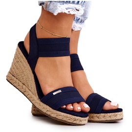 Damensandalen mit Keilabsatz Big Star JJ274977 Marineblau navy blau