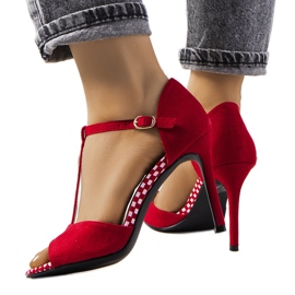 Rote Munger-Sandalen mit hohem Absatz
