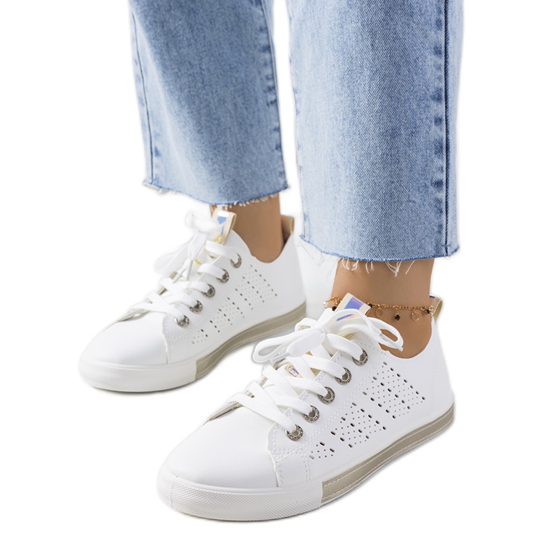 Weiße und goldene Turnschuhe für Damen von Impi