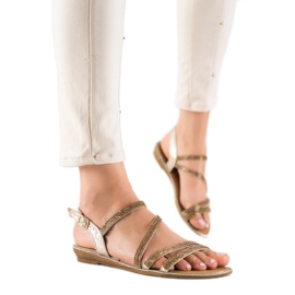 Primavera Goldene Sandalen mit Zirkonia