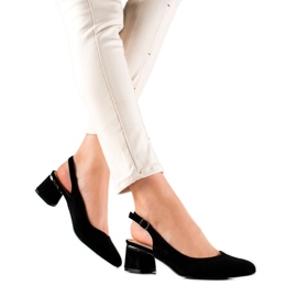 Goodin Wildleder-Pumps mit offenem Absatz schwarz