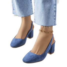 Blaue Pumps mit offenem Absatz von Panova