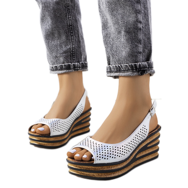 Silberne Espadrilles auf dem Griner Wedge silber-