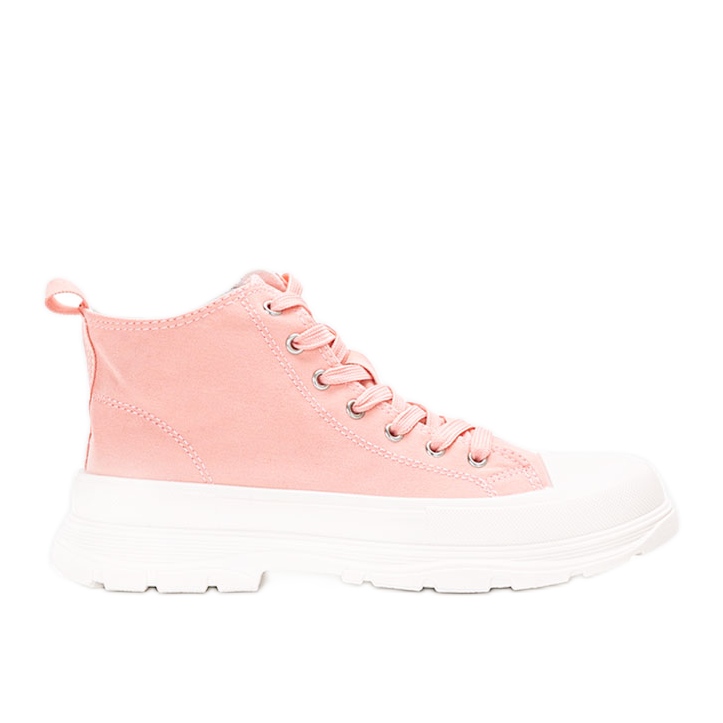Pinkfarbene knöchelhohe Sneakers mit Cherryl-Plateau rosa