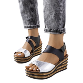 Silberne Espadrilles auf Burley-Wedges silber-