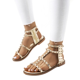 Goldfarbene Kabor Nietensandalen golden