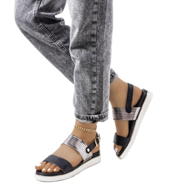 Schwarze Sandalen mit metallischem Larochelle-Einsatz silber-