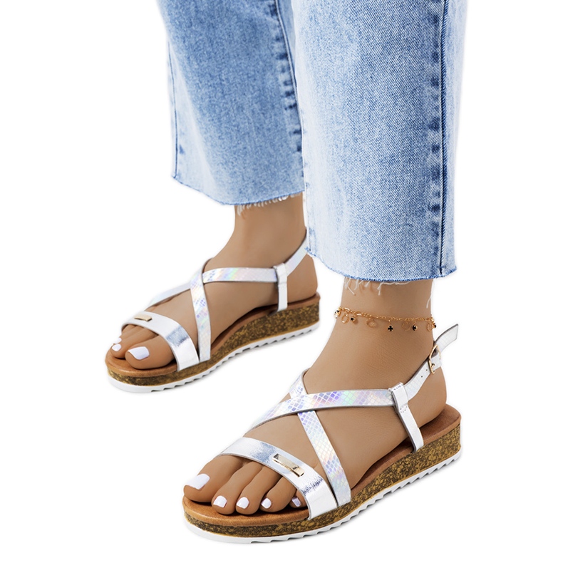 Verna holografische Silbersandalen silber-
