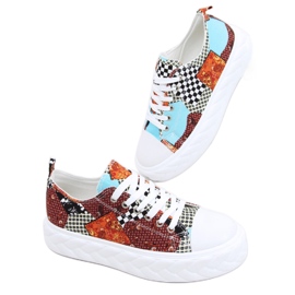 Madi Red Jacquard Weave Sneaker mit hoher Sohle mehrfarbig