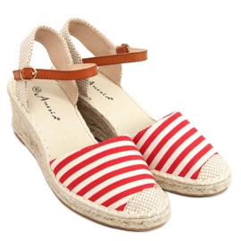 Irma Rot gestreifte Espadrilles beige