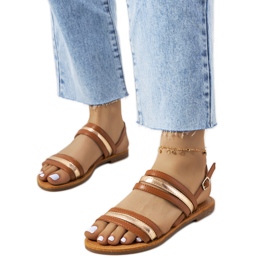 Braune Damensandalen von Hibbins golden