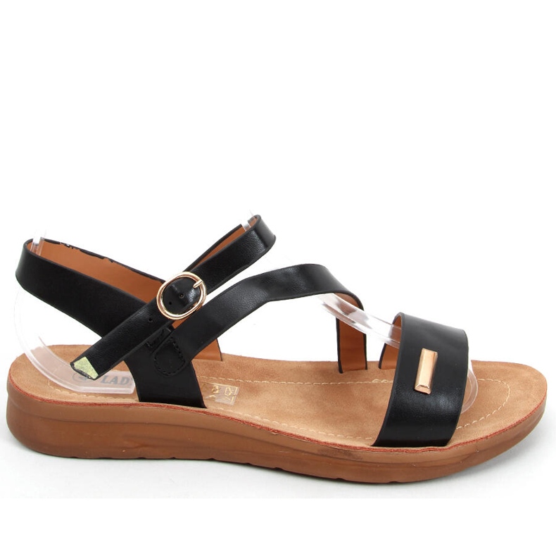 Blatt Schwarze Damensandalen