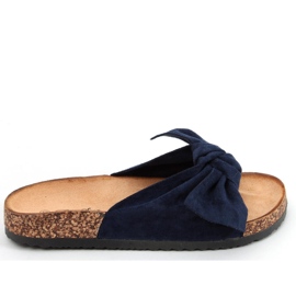 Korkpantoffeln mit Schleife Lilac DK.BLUE blau