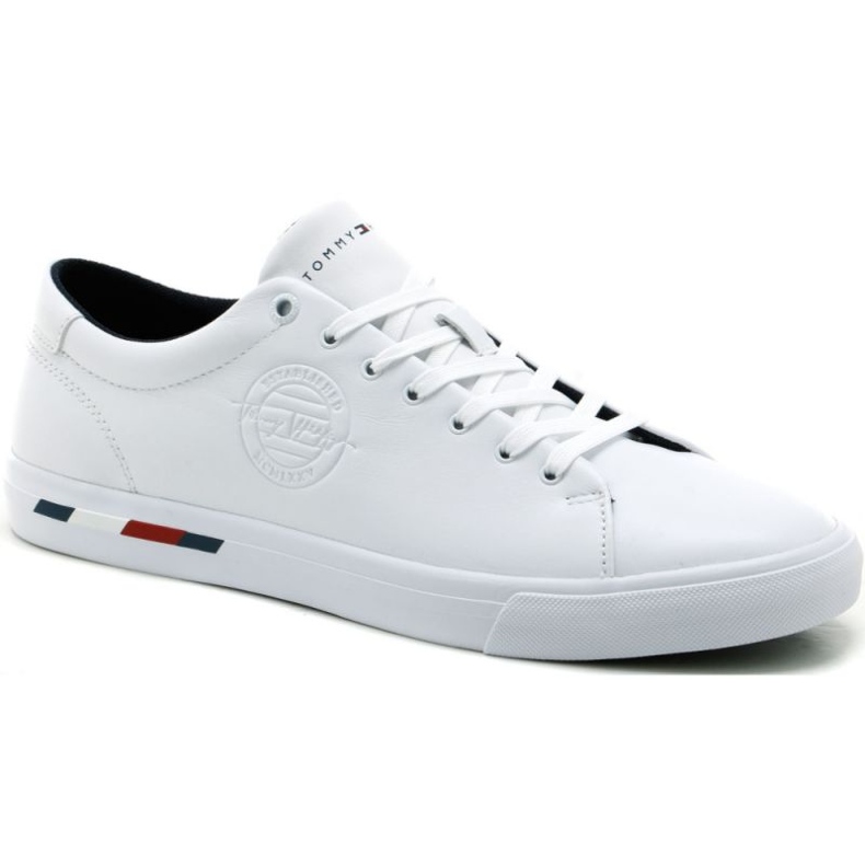 Schuhe Tommy Hilfiger Corporate Logo Leder Vulc M FM0FM04076 weiß