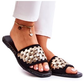 S.Barski Lederhausschuhe für Damen mit flachem Absatz Schwarz Hollis