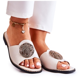 S.Barski Lederpantoffeln für Damen mit goldener Colene-Verzierung