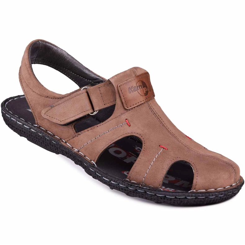 Kampol Herren Ledersandalen 218 / OL Kam braun
