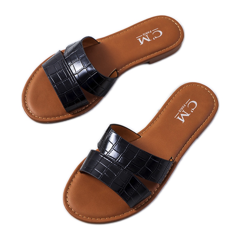 Milas elegante schwarze Hausschuhe