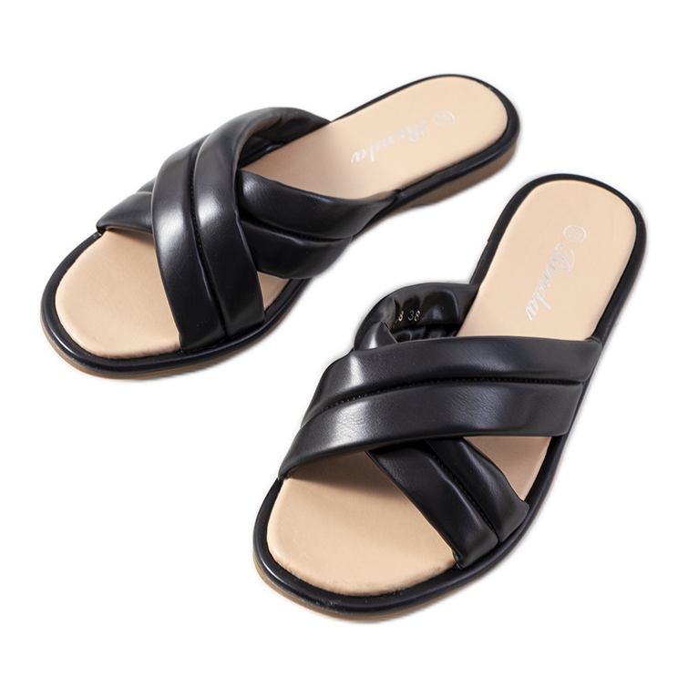 Schwarze Thines-Hausschuhe für Damen